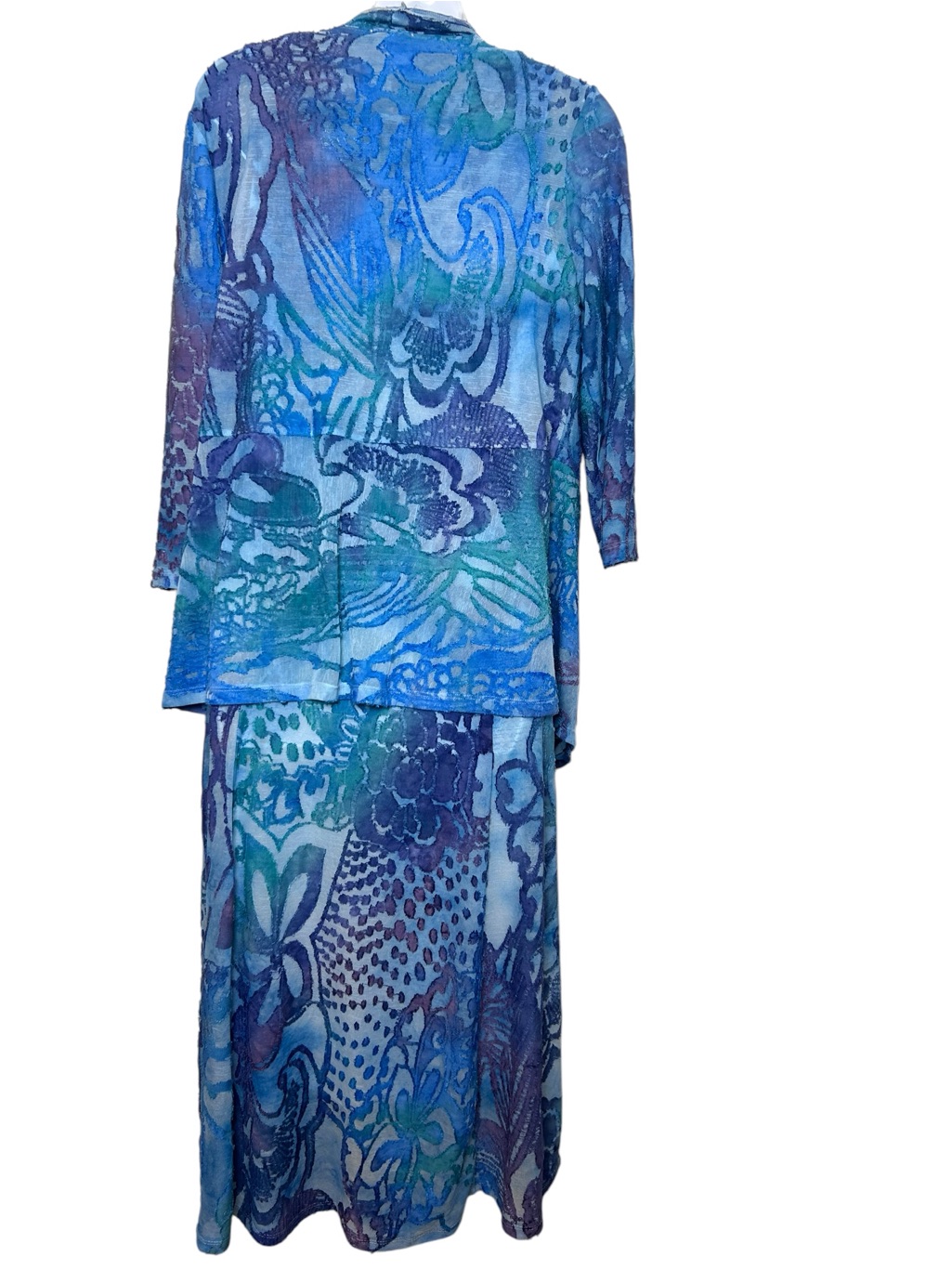 Petalura Blue Dress And Jacket Set Size Small Burnout Maxi Wedding Artsy Coastal — image 6 of 8